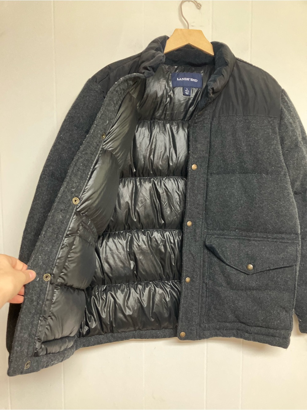 Land’s End down-filled wool-blend puffer coat - Picture 6 of 7